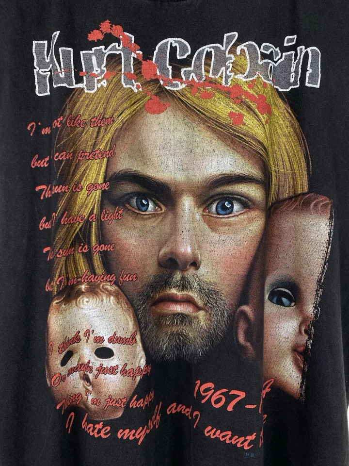 Camiseta sin mangas vintage años 90 Kurt Cobain chaleco camisa sin mangas descolorida para hombre talla M negra Foto 3 de 4