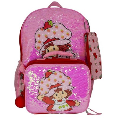 Strawberry Shortcake Backpack Lunch Box Set Tote Bag Pink Sequin Piece  Set New - Main Image