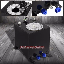 Black Aluminum 2.5 Gallon/9.5L Gas Fuel Cell Tank/Polish Cap Door+Level Sender