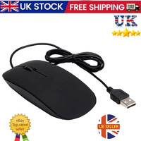 Wired USB Optical Mouse For Pc Acer Laptop Computer Scroll Wheel Black Mice UK