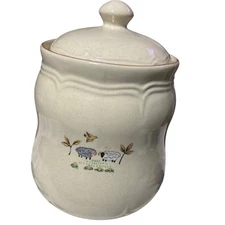 International China Company Stoneware Canister Jar W/Lid Farmhouse Country Scene