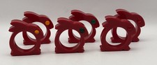 6 X Vintage reproduction napkin rings Drastic Plastic Company art deco Rabbits