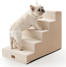 Dog Stairs for Small Dogs, 5 Step Pet Stairs for Beds  Couches  23.6" H Wider