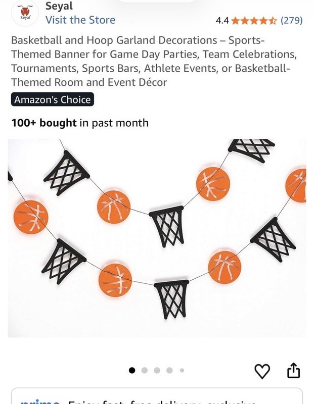 Seyal Basketball Theme Garland Party Banner Decor Orange Black Sports