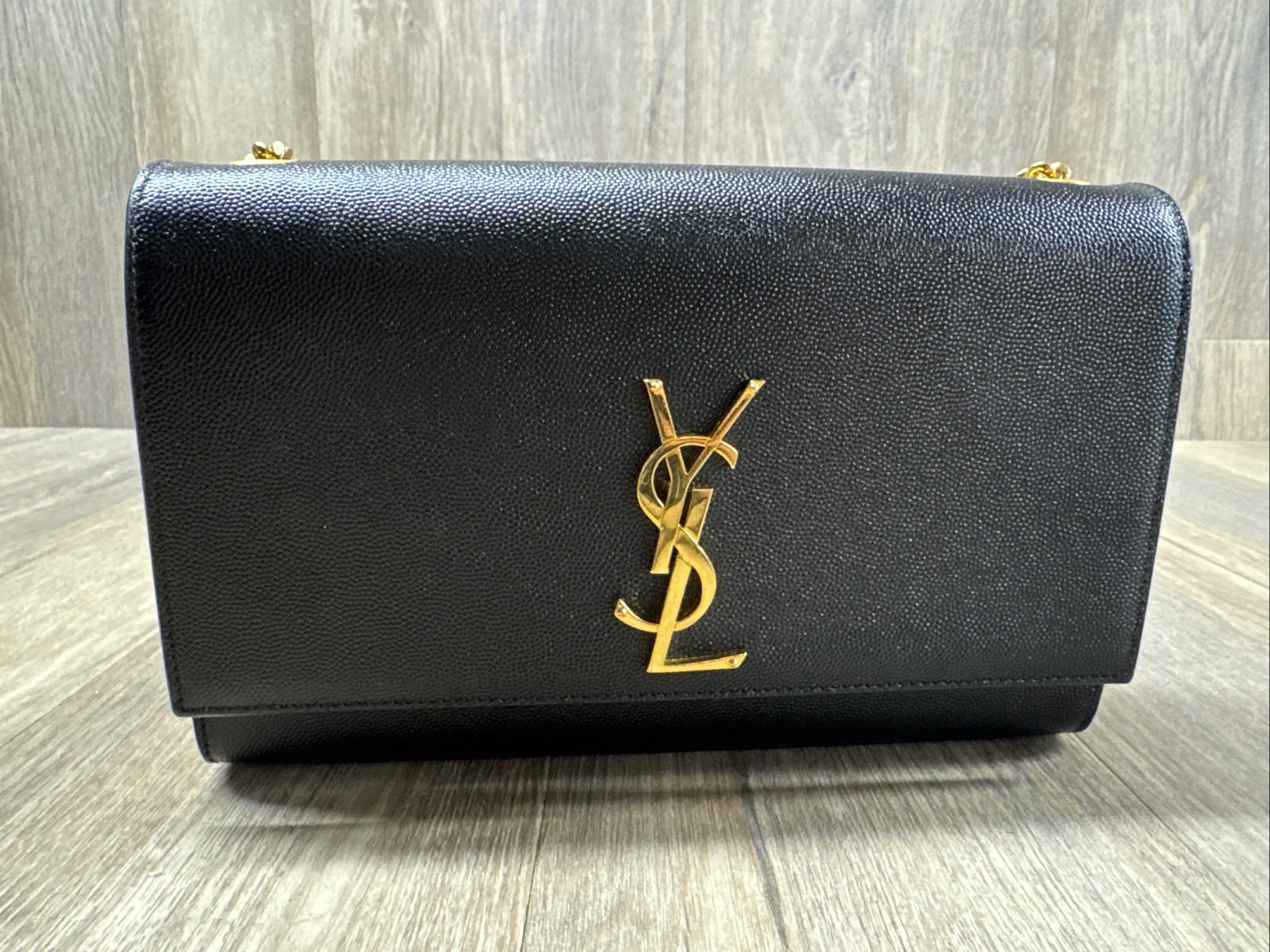 Saint Laurent Kate Grained Black Leather Shoulder Bag