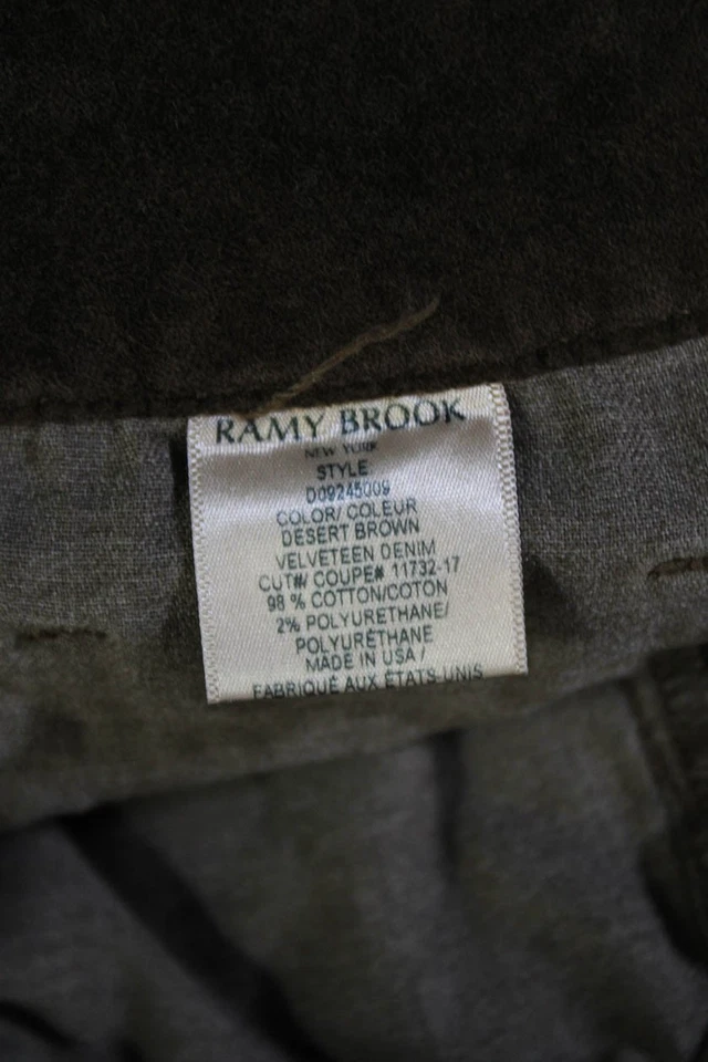 Женские хлопковые бархатные брюки Ramy Brook с карманами расклешенные штанины коричневые размер 29 - Изображение 4 из 4