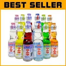 Refreshing Marble-Sealed Ramune Soda Variety - 12 Unique Flavors in One Pack