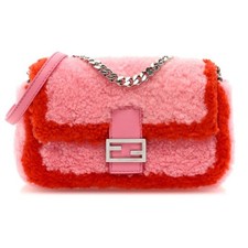 FENDI Baguette NM Bag Zucca Shearling Mini Pu...