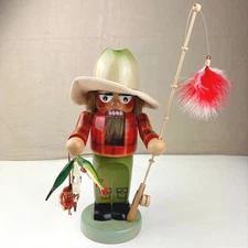 Steinbach Volkskunst S1358 Chubby Fly Fisherman Handmade Nutcracker Christmas