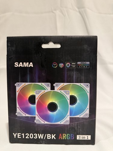 SAMA YE1203B 3-in-1 Easy Link Daisy Chain 120mm Computer Case Fan Kit Black