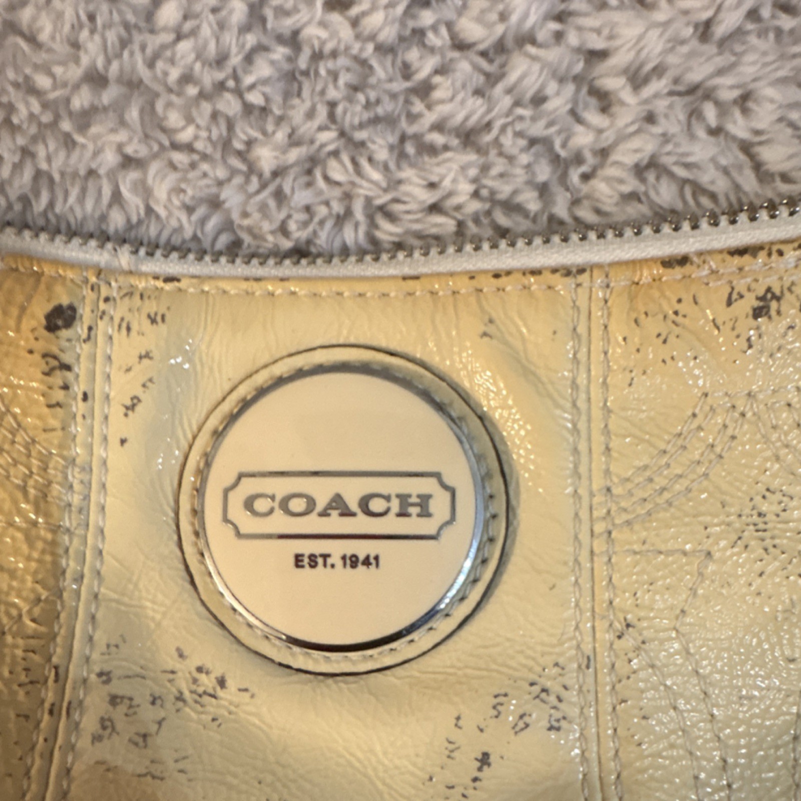 Coach Yellow Shoulder Bag, Zip Closure, Silver Hardware, Logo Accent