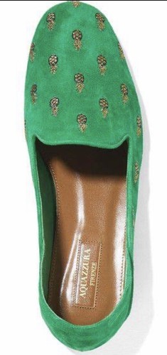 Aquazzura Ananas Suede Green Loafers/ Sleepers 40.5 - Foto 2 di 20