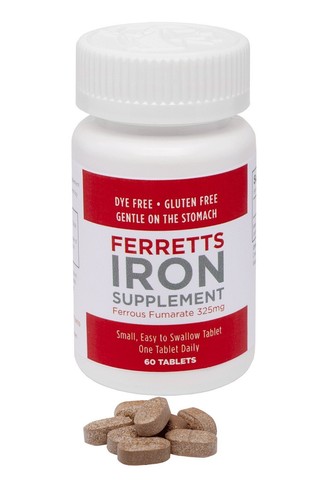 Ferretts Iron Tablets 106mg 325mg Ferrous Fumarate - 60 Day Supply of High Po... - Picture 2 of 5