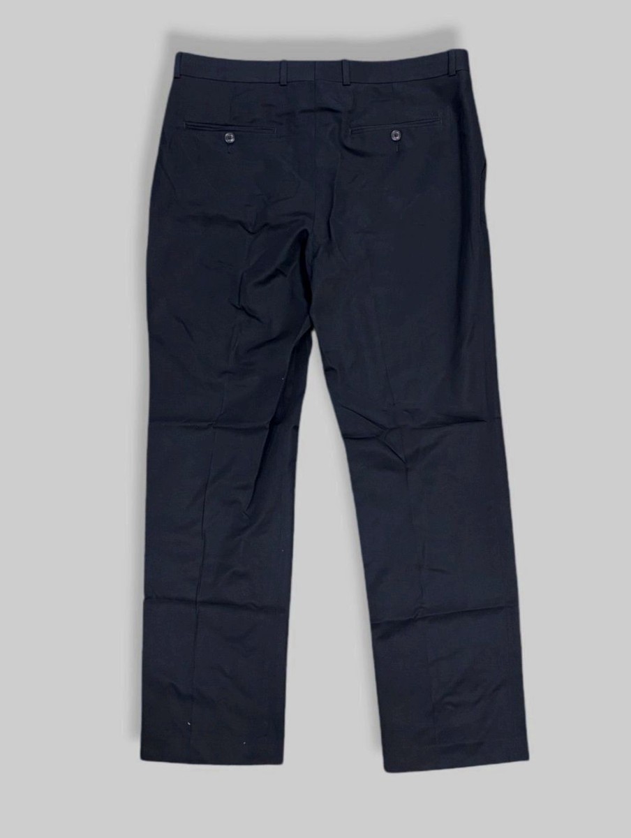 Perry Ellis Portfolio Men Blue Flat-Front Suit Trousers Dress