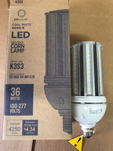 K3S3, Kobi Electric, Corn Lamp, 4250 L 5000K 36W 120/277v EC-36A-50-MV-E26. Bas