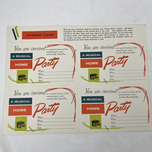Paquete completo de fiesta en casa Hammond de la década de 1950, troquelados, postales, anuncios - Imagen 8 de 13