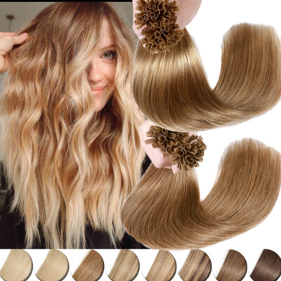 Remy U Nail Tip U Tip 100% Human Hair Extensions Fusion Keratin Pre Bonded 100G