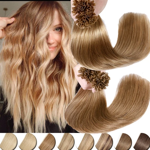 Remy U Nail Tip U Tip 100% Human Hair Extensions Fusion Keratin Pre Bonded 100G