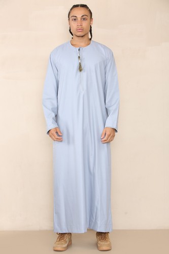Men's Thobe Jubba Saudi Islamic Arab Eid Emirati Kaftan Jubbah Tassel Robe - Picture 60 of 80
