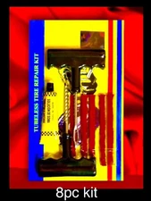 8pc Tire Repair Kit DIY Flat Tire Repair For Vehicles: Plugs,rubber Cement,tools