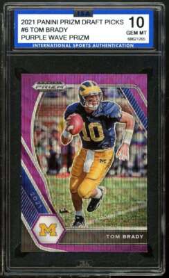 Tom Brady 2021 Panini Prizm Draft Picks Purple Wave Prism #6 ISA 10 GEM MINT