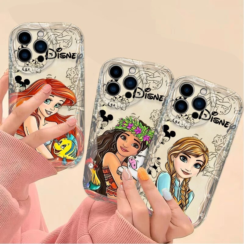 Disney Princess Clear 3D Wave Phone Case For iPhone 16 15 14