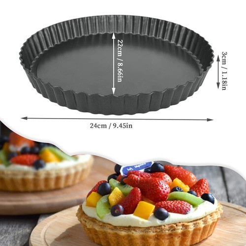 9 Inch Tart Pan with Removable Bottom Round Quiche Pan Non-Stick Baking Mold ... - Picture 3 of 7