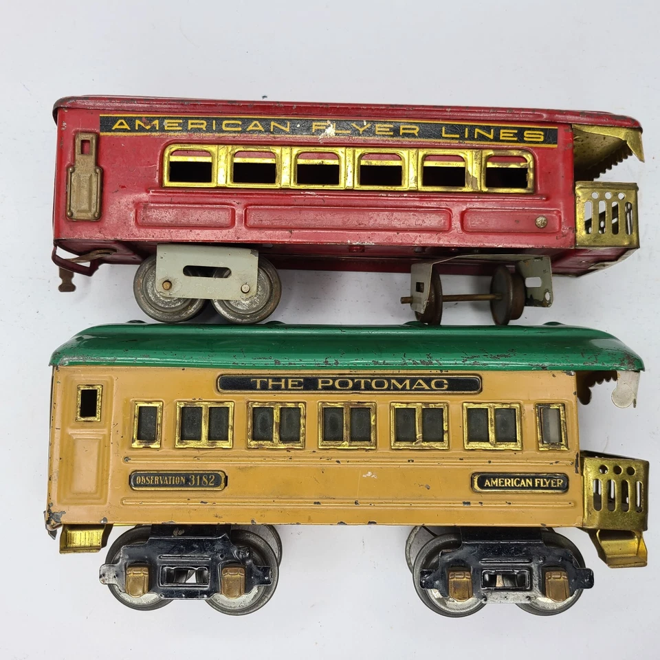 American Flyer Vintage O Gauge Tin  Lot of 5 Pullman, 2 Observation & 2 Caboose - Image 4 of 4