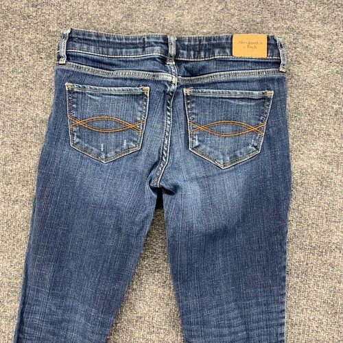 Pantalones de mezclilla ajustados desgastados Abercrombie & Fitch para mujer 2S azules 27x28 - Imagen 14 de 17