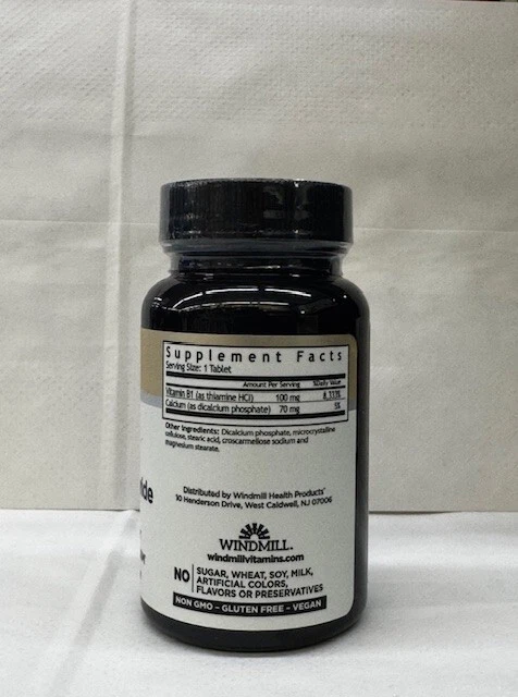 Windmill B1 Clorhidrato de Tiamina 100 mg, 100 Comprimidos Foto 2 de 3