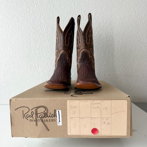 NEW Rod Patrick Mens Cowboy Boots 8B Brown Shark Leather Western Square Toe - Picture 11 of 12