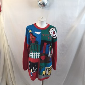 Women S Vintage 80s 90s School Teacher Ugly Sweater Pull Over Bus Student Size M Ebay