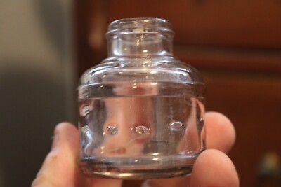 Antique Light Grey Round Ink Well, Item # A - 1190