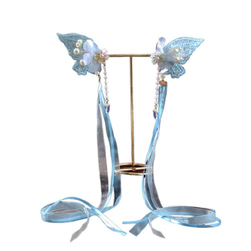 Hanfu Haarschmuck alter Stil Schmetterling Spitzenband Fransen Haarnadel. - Bild 5 von 16