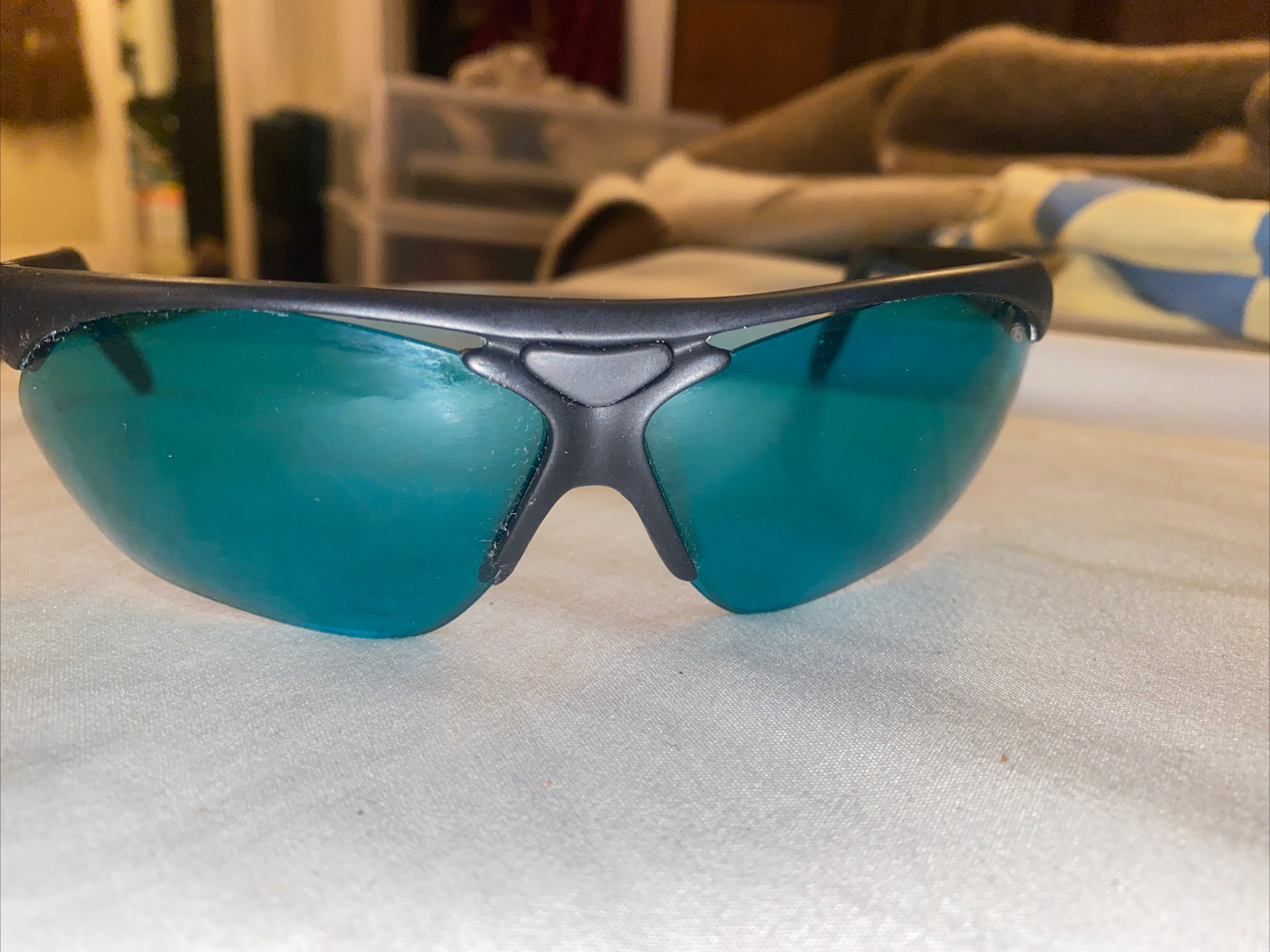 Vintage Bolle Parole Sunglasses Matte Black Frame Blue Lens Made in