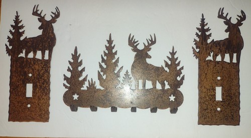 Metal Light Switch Covers w/Deer, Deer Key Chain Rack, Wild Turkey Coat Rack - Picture 11 of 12