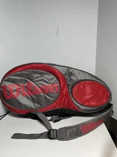 🔥 Wilson Pro Team 9 Racquet Pack Tennis Bag Gray And Red With Back Pack Straps