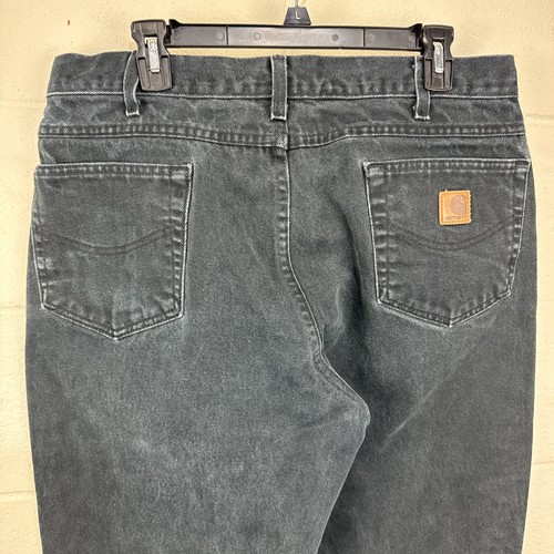 Vintage Carhartt B161 Black Denim Straight Leg Jeans Workwear 38x30 Distressed - Picture 17 of 20