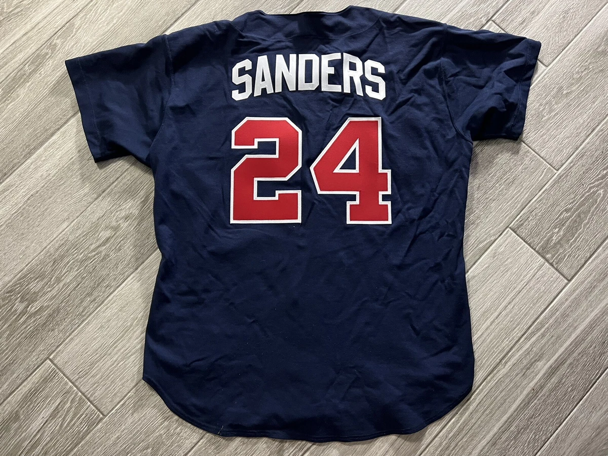 AUTHENTIC RUSSELL DEION SANDERS ATLANTA BRAVES ALTERNATE BASEBALL JERSEY SZ  48