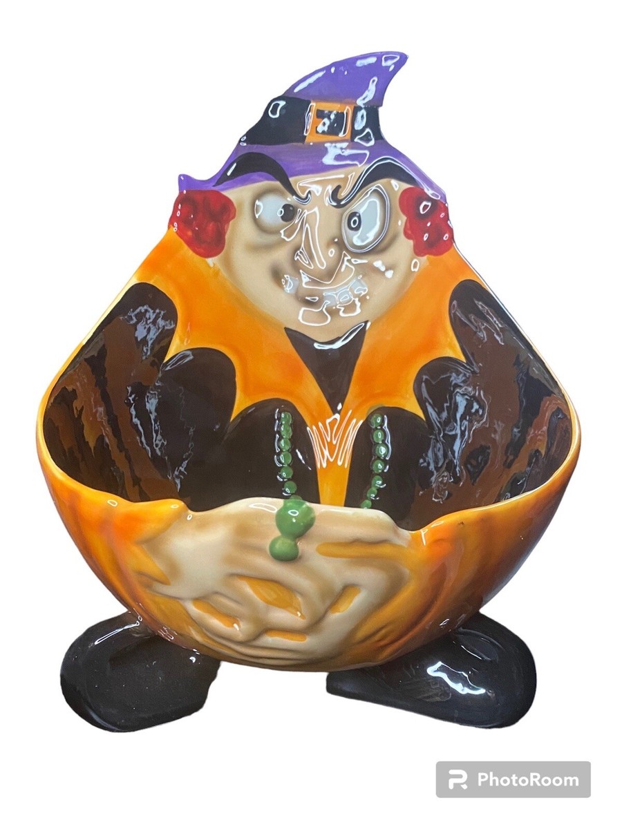 COSTCO Witch Ceramic Halloween Candy Bowl Scary Horror 637637 | eBay