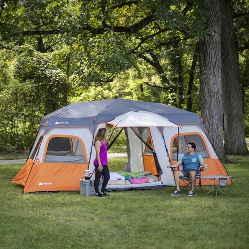 12 Person Instant Cabin Tent LED Lighting 3 Rooms Easy Setup Waterproof Steel - Picture 8 of 18