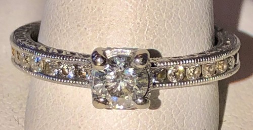 91 Point Diamond, 14 Karat White Gold Ring 1/3 Carat Center - Picture 2 of 5