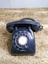 Vtg Rotary Dial Automatic Electric Monophone Black Telephone Leich NB802