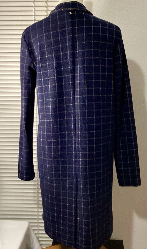 Chaqueta Blazer Harlyn Azul Tejida a Cuadros Rayas Anthropologie Talla Pequeña Foto 3 de 4