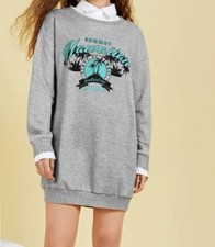 Casual grey drop shoulder sweat shirt dress 