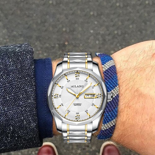 AILANG Reloj Hombre Impermeable Automático Mecánico Relojes de Pulsera Calendario Semana - Imagen 3 de 26