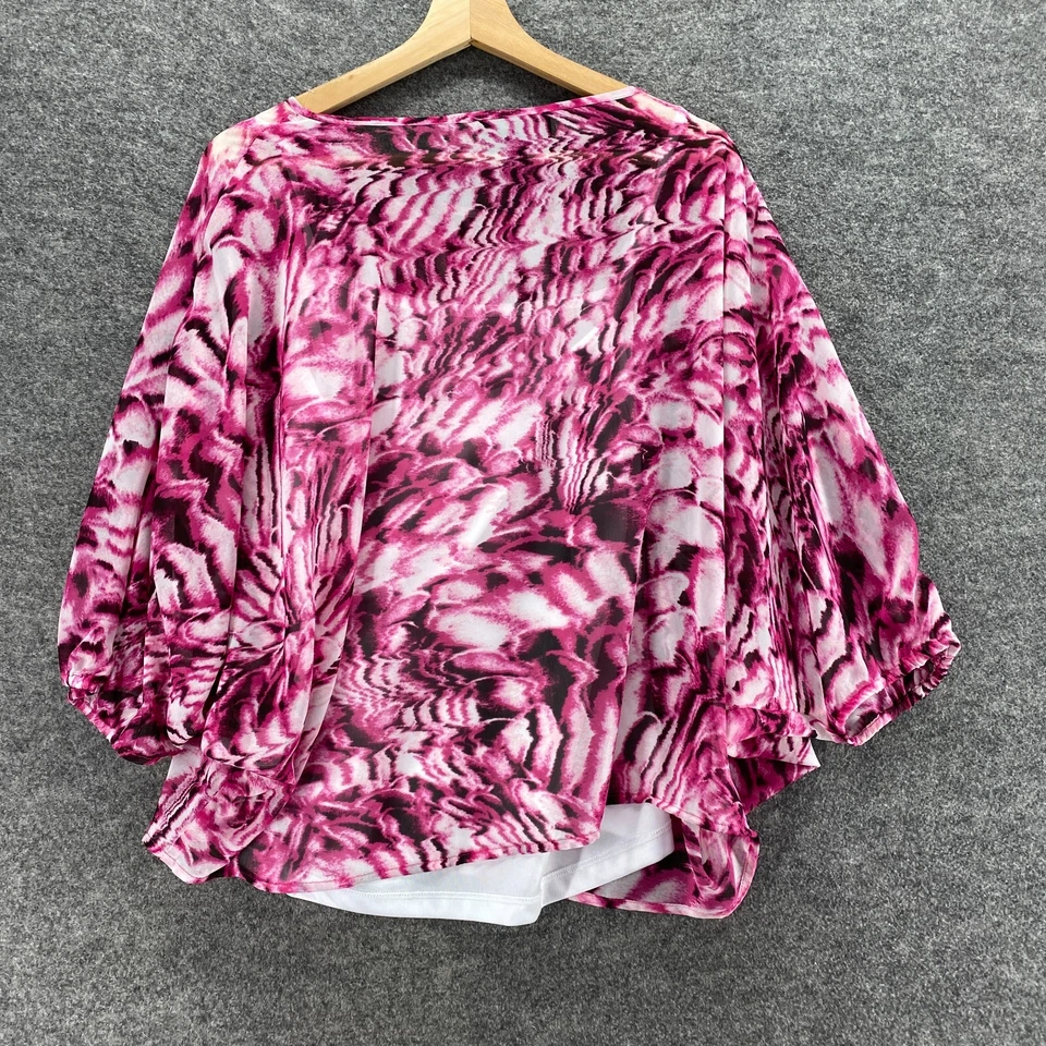Blusa Dana Buchman Mujer M Mediana Rosa Geométrica Manga Larga Pullover Informal Foto 2 de 4