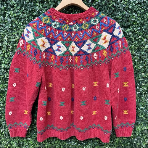 Vintage Northern Isles Sweater Size L Hand Knitted Textured Colorful Coogi Cosby - Picture 8 of 15