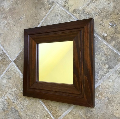 Vintage Square Solid Wood Frame Wall Mirror 11.5 x 11.5" Farmhouse Cottage Decor - Picture 5 of 14