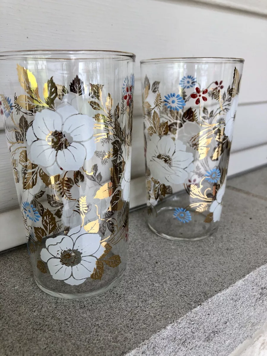Floral on sale drinking glasses